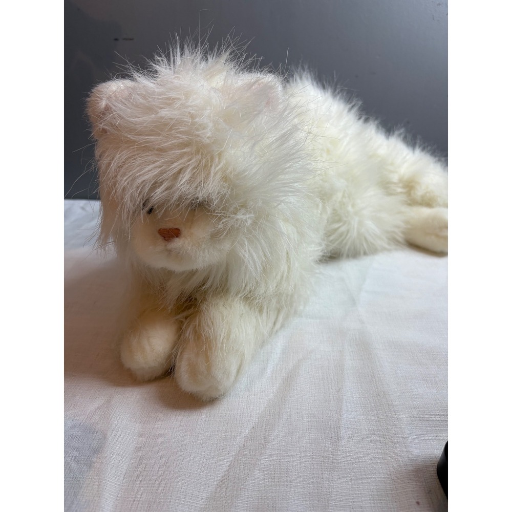 Princess Soft Toys White Persian Cat Plush Long Hair Shaggy Stuffed Animal 4451